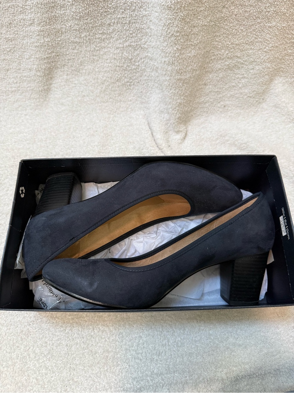 Classic Navy Suede Block Heel Pumps - Women's